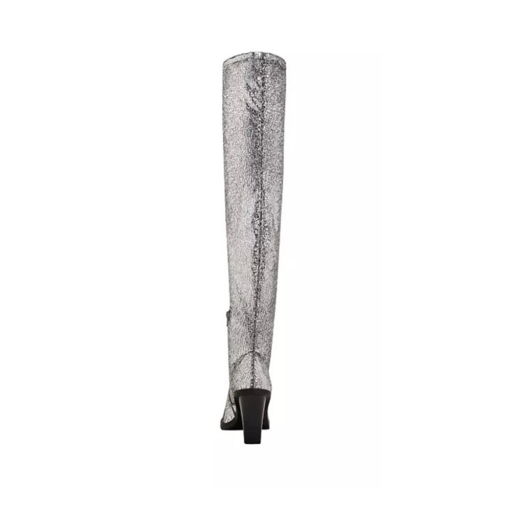 $168 NEW Katy Perry Citygurl Over The Knee Stretch Boots Silver Western Boot - Picture 2 of 5